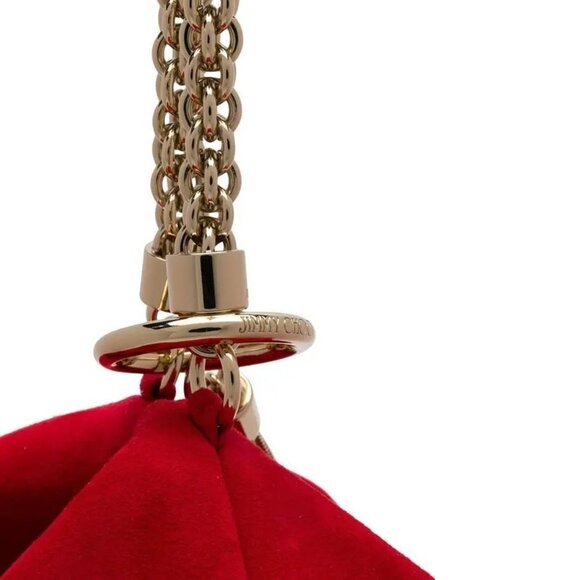 🆕 Authentic Jimmy Choo Callie Suede Clutch Bag in Red - Picture 5 of 9